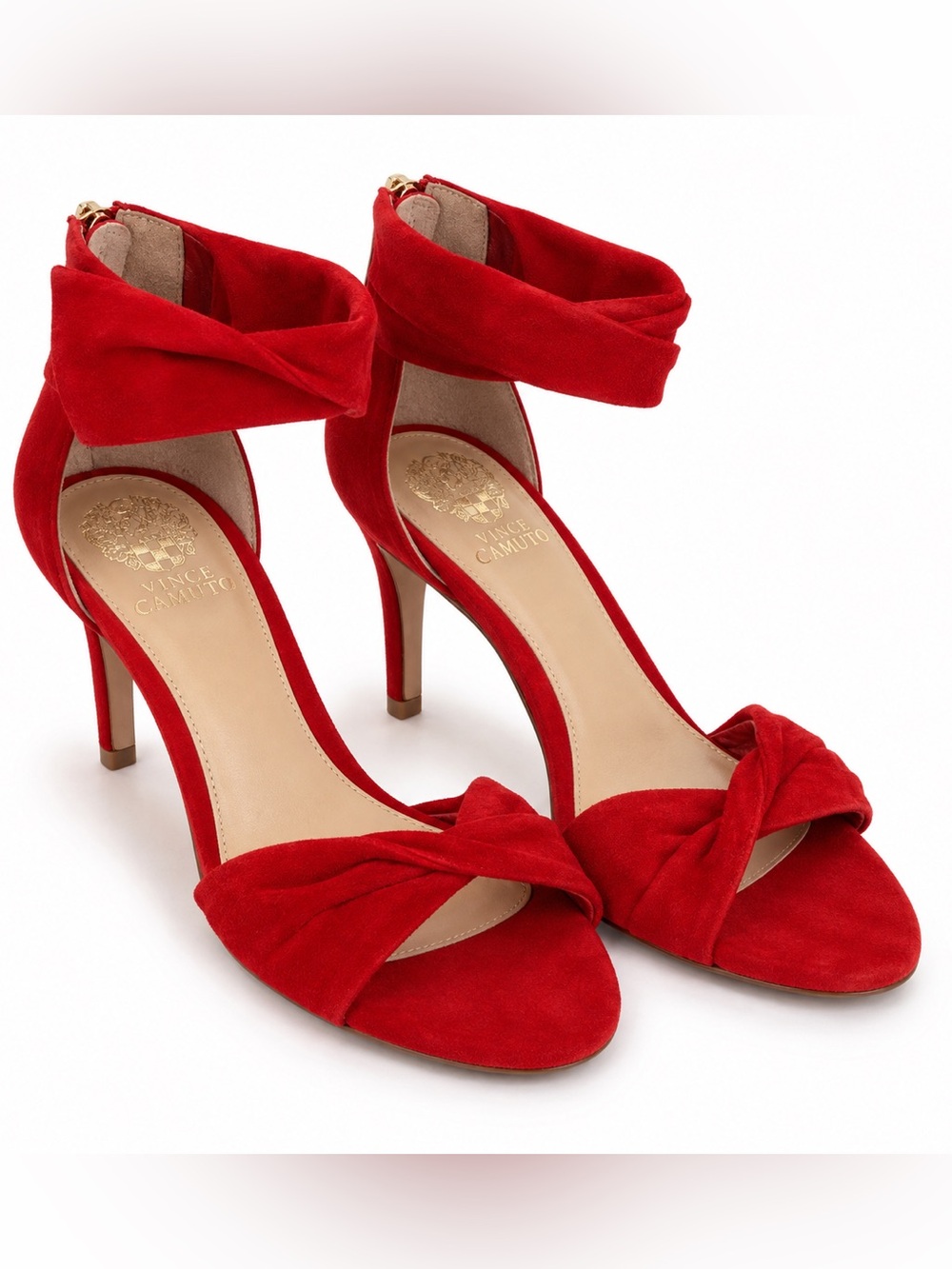 ❤️Vince Camuto Mallie Red Suede Ankle Cuff Stiletto Heels Size 10 LN